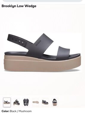 Like New CROCS Black and Mushroom Platform Slingback Sandal Women’s 9